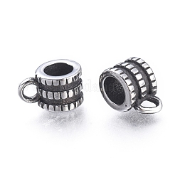 304ステンレス鋼チューブベイル  ループベイル  保釈ビーズ  コラム  アンティークシルバー  9x5x6mm  穴：1.8mm  内径：4mm&nbsp;LS-STAS-F243-45AS