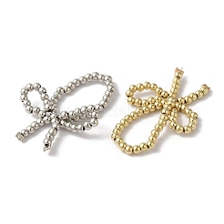 Bowknot CCB Plastic Round Beads Stretch Rings for Women&nbsp;RJEW-S412-05A