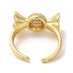 Candy Brass Micro Pave Clear Cubic Zirconia Open Cuff Rings&nbsp;RJEW-U008-24G
