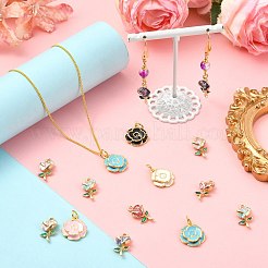 24Pcs 8 Styles Brass Enamel Pendants&nbsp;KK-SZ0003-20