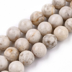 天然のマイファナイト/マイファンストーンビーズ連売り  ラウンド  6mm  穴：1mm  約62個/連  15.1インチ（38.4cm）&nbsp;X-G-I187-6mm-01