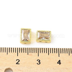 長方形の真鍮ガラスビーズ  長持ちメッキ  カドミウムフリー＆鉛フリー  ラックめっき  18KGP本金メッキ  7.5x5.5x4mm  穴：1mm&nbsp;X-KK-Z101-01G