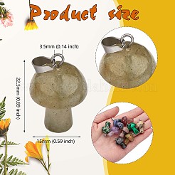 12 Pieces Gemstone Mushroom Charm Pendant Crystal Mushroom Natural Stone Pendants Mixed Color for Jewelry Necklace Earring Making Crafts&nbsp;JX550A