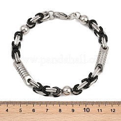 女性用ステンレススチール製ビザンチンチェーンブレスレット201個  304ステンレススチール留め具付き  イオンプレーティング（ip）  列リンク  ミックスカラー  8-3/4インチ（22.3cm）&nbsp;BJEW-B143-09EBP