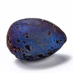 天然石ドゥルージー瑪瑙ビーズ  天然石のオーナメント置物  穴なし/ドリルなし  オーバル  マルチカラーメッキ  40x30mm&nbsp;G-H262-02-A