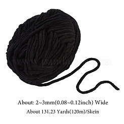 柔らかいかぎ針編み糸1玉  スカーフ用の太い編み糸  バッグ  クッション作り  ブラック  2~3mm  約131.23ヤード（120m）/かせ&nbsp;OCOR-TADJ0001-03E