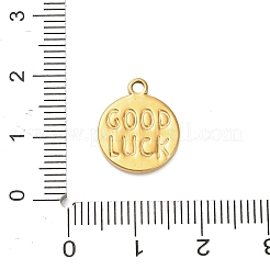 304ステンレスペンダント  単語幸運  エナメル  ゴールドカラー  カラフル  15x12.5x1.5mm  穴：1.6mm&nbsp;STAS-C147-13A-G