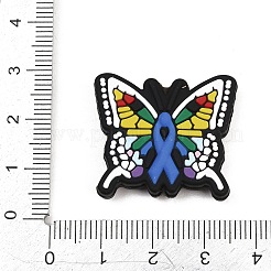 食品グレードの環境に優しいシリコーンビーズ  意識の蝶  カラフル  24x28x7mm  穴：2mm&nbsp;SIL-B079-08A