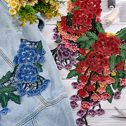 6個 6色 花柄 コンピューター刺繍 布アップリケ  衣装の襟のアクセサリー  ミックスカラー  355x320x1mm  1pc /カラー&nbsp;PATC-HY0001-14