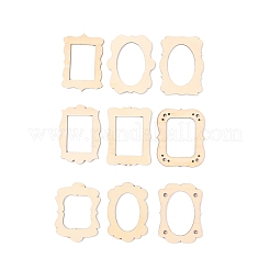 未完成の木片の装飾  DIYクラフト用品  額縁  アンティークホワイト  5.9~6x4.1~4.8x0.25cm  20個/袋&nbsp;WOOD-CJC0006-003
