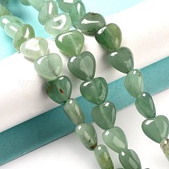 天然石グリーンアベンチュリンビーズ連売り  ハート  10x10x4.5~5mm  穴：0.7mm  約20個/連  7.28''~7.48''（18.5~19センチメートル）&nbsp;G-P528-C06-01