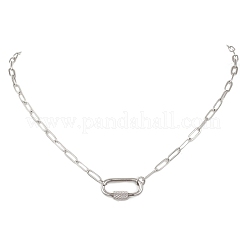 304 Stainless Steel Screw Carabiner Lock Pendant Paperclip Chain Necklaces&nbsp;NJEW-JN05860-02