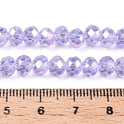 電気メッキガラスビーズセット  ABカラーメッキ  多面カット  ロンデル  ライラック  6x5mm  穴：1mm  約80~85個/連  38~40cm&nbsp;X-EGLA-A044-T6mm-B17