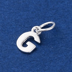 スターリングシルバーの文字チャーム925個  丸カンとスタンプ925個付き  銀色のメッキ  文字g  8x5x0.8mm  穴：4mm&nbsp;LS-STER-C012-01S-G