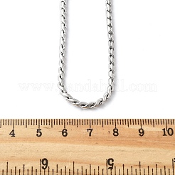 女性用304ステンレススチールロープチェーンネックレス  ステンレス鋼色  15-3/4インチ（40.1cm）&nbsp;NJEW-Q026-02P