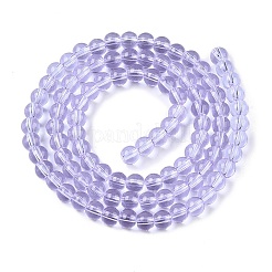 透明ガラスビーズ連売り  ラウンド  ライラック  4~4.5mm  穴：0.8mm  約97~99個/連  14.76インチ〜14.96インチ（37.5~38cm）&nbsp;GLAA-T032-T4mm-01