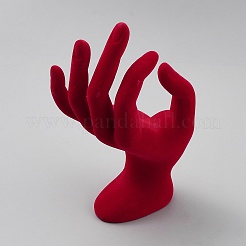 樹脂マネキンハンドジュエリーディスプレイホルダースタンド  ok 形の手の指輪ジュエリー オーガナイザー ラック リング用  ブレスレット  見る  クリムゾン  8x10x17cm&nbsp;RDIS-WH0007-11