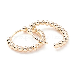 女性用ラックメッキ真鍮ビーズハギーフープピアス  カドミウムフリー＆鉛フリー  14KGP本金メッキ  15x17x2.5mm  ピン：0.7mm&nbsp;X-KK-D069-09G-RS
