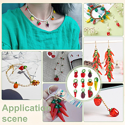 70Pcs 10 Styles Fruit & Vegetable Theme Glass Pendants&nbsp;GGLA-PH0001-69