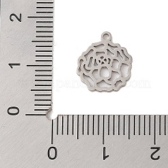 304ステンレスペンダント  レーザー切断  中空の誕生花チャーム  ステンレス鋼色  10月のマリーゴールド  12.5x11x1mm  穴：1.2mm&nbsp;STAS-S139-06P-05