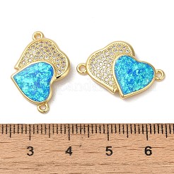 Rack Plating Brass Micro Pave Clear Cubic Zirconia Connector Charms&nbsp;KK-P268-20G-04