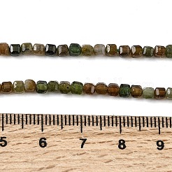 ナチュラルグリーントルマリンビーズ連売り  ファセットテーブルカットキューブビーズ  3x3x3mm  穴：0.7mm  約130個/連  15.75''（40センチメートル）&nbsp;G-G294-B02-3x3mm
