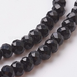多面カット模造ヒスイのガラスビーズ連売り  ロンデル  ブラック  4x3mm  穴：0.8~1mm  約105~110個/連  38~39cm&nbsp;EGLA-F124-NC03