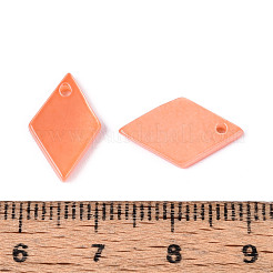 スプレー塗装された天然淡水シェルペンダント  菱形チャーム  ライトサーモン  14~17.5x9~10x1.5~2mm  穴：1.2mm&nbsp;BSHE-T014-07A