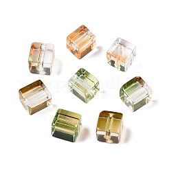 ベーキングペイント透明ガラスビーズ  キューブ  ダークカーキ  6.5~7x6~6.5x6~6.5mm  穴：1.5mm  約1690個/1000g&nbsp;DGLA-N005-01A-01