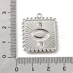 304ステンレスペンダント  ラインストーンとエナメル  アイチャーム付きスクエア  ステンレス鋼色  25.5x23x3mm  穴：1.6mm&nbsp;STAS-C122-20P-02