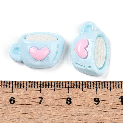 オペーク樹脂カボション  心のこもったコーヒー  ライトスカイブルー  13.5~14.5x20x7.5mm&nbsp;CRES-T025-03E