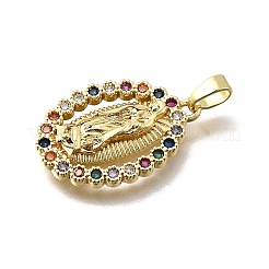 Brass Micro Pave Cubic Zirconia Pendants&nbsp;KK-P336-01G-G
