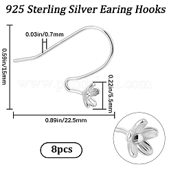 8Pcs 925 Sterling Silver Earring Hooks&nbsp;FIND-BBC0002-67