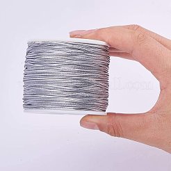 ラウンド弾性コード  ポリエステルは外側に、ゴムは内側に  銀  2mm  50 m /ロール&nbsp;EC-PH0001-14