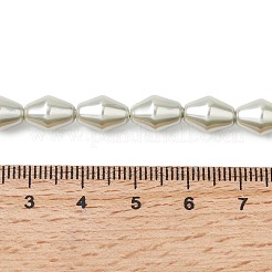 電気メッキ不透明ガラス模造真珠ビーズ連売り  双円錐形  ダークシーグリーン  10x7mm  穴：0.7mm  約39個/連  15.35''（39センチメートル）&nbsp;EGLA-H113-05C