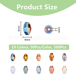 500Pcs 10 Colors Electroplate Glass Beads&nbsp;EGLA-DC0001-10