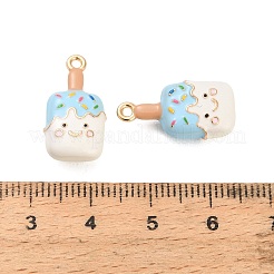 合金エナメルチャーム  アイスクリームのチャーム  ゴールドカラー  ライトスカイブルー  20x11x6mm  穴：1.4mm&nbsp;AL-CBAC5EF-07G-01