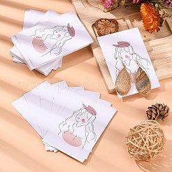 長方形厚紙イヤリングディスプレイカード  ジュエリーディスプレイ用  女性の模様  9x6x0.04cm  約100個/袋&nbsp;CDIS-P004-16A-01
