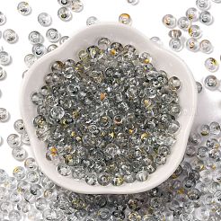 ベーキングペイント透明色ガラス丸ビーズ3/0個  グレードA  丸い穴  グレー  5.5x3mm  穴：1.8mm  約2500個/ポンド&nbsp;SEED-L011-13A-12