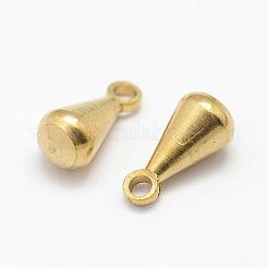 真鍮チェーンエクステンダードロップ  ティアドロップ  ニッケルフリー  生（メッキなし）  8x4mm  穴：1.5mm&nbsp;KK-P094-33-M