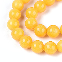 染められた天然の馬山翡翠の丸いビーズ連売り  ラウンド  オレンジ  8~8.5x8~8.3mm  穴：1mm  約48~49個/連  15.55~15.87''（39.5~40.3センチメートル）&nbsp;G-T139-8mm-67A
