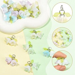 16PCSアクリルパーツ  真鍮製の金具と304ステンレススチール製の丸カン付き  花  プラチナ  26mm&nbsp;PALLOY-FS00075