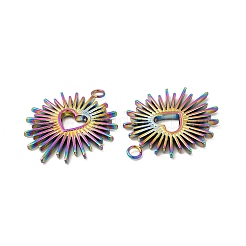 イオンプレーティング（IP）304ステンレスペンダント  ハートチャーム  虹色  22.5x18x2mm  穴：1.8mm&nbsp;STAS-I671-01MC
