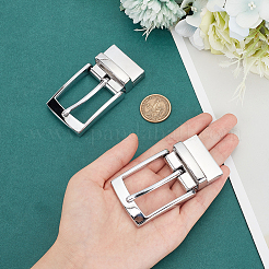 亜鉛合金ローラーバックル留め具2個  男性用 diy ベルトアクセサリー  長方形  プラチナ  43.5x82x20mm  穴：34.5x4.5mmと34.5x8mm&nbsp;FIND-WR0010-48