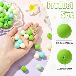 ラバー加工オペークアクリルビーズ  ラウンド  芝生の緑  16mm  穴：2mm  約227個/490g&nbsp;LS-MACR-CJC0009-02C