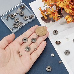 15穴合金＆プラスチックビーズボタン1個  花柄とフラットラウンド  DIYの荷物とハードウェアアクセサリー用  ブラック  12x6mm  穴：2.3mm&nbsp;BUTT-HY0001-11B
