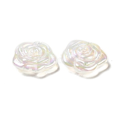 UVメッキレインボー虹色アクリルビーズ  メタルエンレース付き  ローズ  透明  28x30x10.5mm  穴：1.6mm&nbsp;PACR-M001-08B