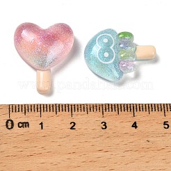 透明樹脂カボション  海洋生物アイスクリーム  グリッターパウダー付き  ミックスカラー  23~24.5x18~19.5x7.5~8mm&nbsp;CRES-I044-12