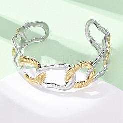 女性用楕円形 304 ステンレススチール カフ バングル  イオンプレーティング（ip）  ゴールデン·ステンレス鋼色  3/4インチ（2cm）  内径：2-1/4インチ（5.85cm）&nbsp;BJEW-B150-06GP