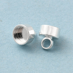 真鍮製ペンダントベイル  カドミウムフリー＆鉛フリー  フラットラウンド  925銀メッキ  5x5mm  穴：2mm&nbsp;KK-H442-03S
